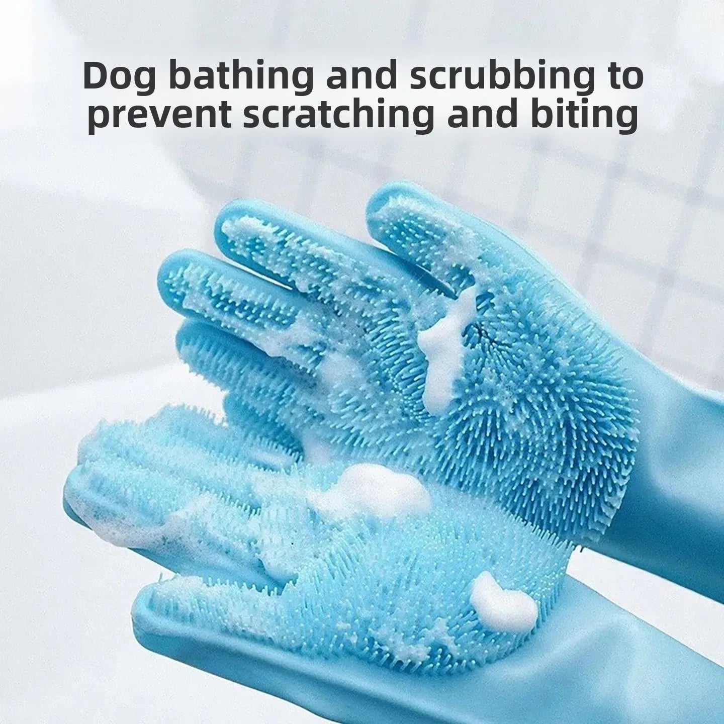 Pet Grooming Bath Gloves for Cats & Dogs | Thickened Anti-Bite Washing Gloves, Gentle Deshedding & Cleaning, Durable Pet Grooming Accessories
