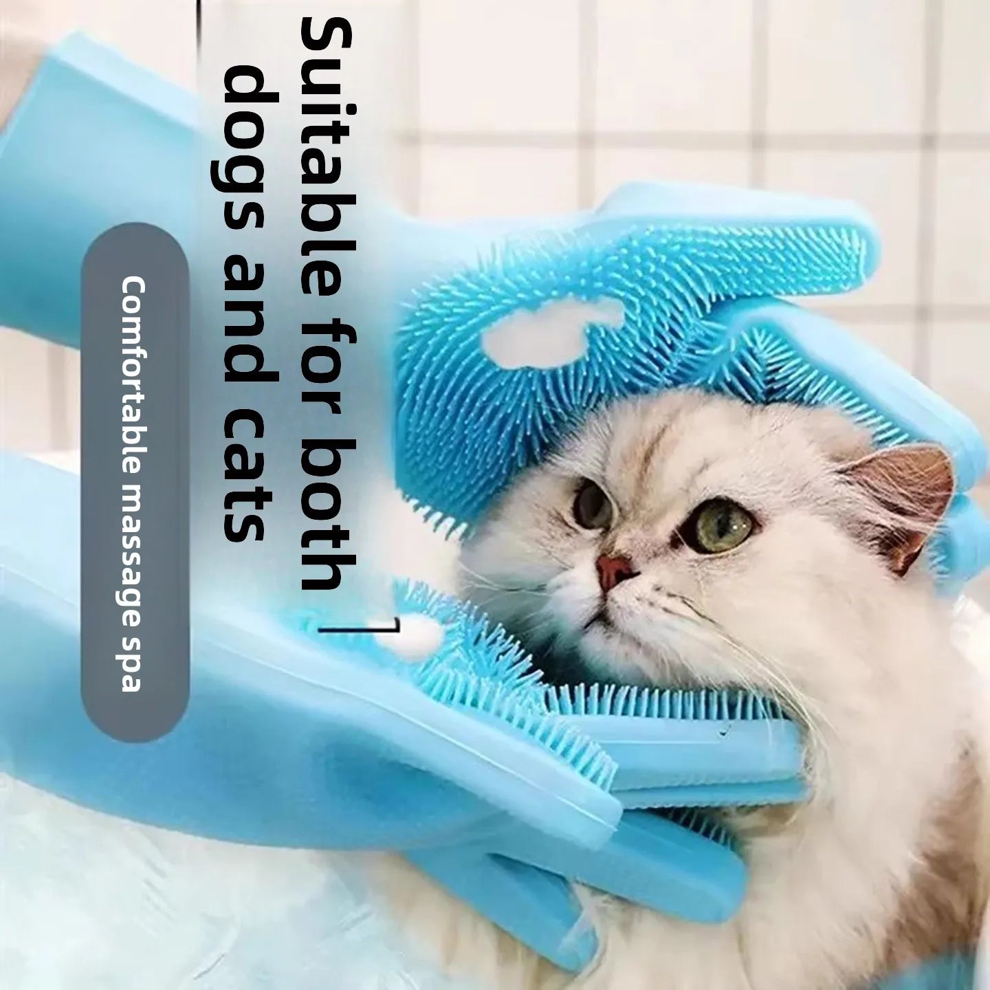 Pet Grooming Bath Gloves for Cats & Dogs | Thickened Anti-Bite Washing Gloves, Gentle Deshedding & Cleaning, Durable Pet Grooming Accessories