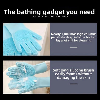 Pet Grooming Bath Gloves for Cats & Dogs | Thickened Anti-Bite Washing Gloves, Gentle Deshedding & Cleaning, Durable Pet Grooming Accessories